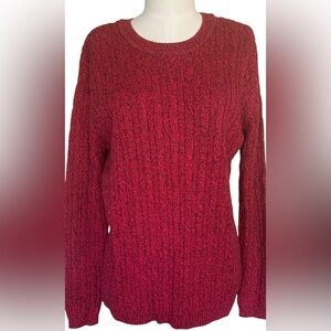 Karen Scott New Red AMR MAR 100% Cotton Pullover Crew Neck Sweater Large